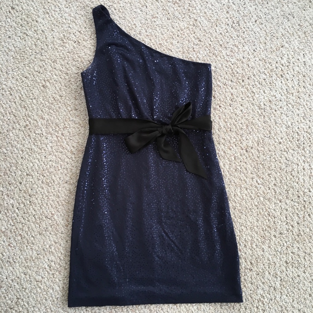 Max & Cleo Dark Purple One Shoulder Sequin Dress